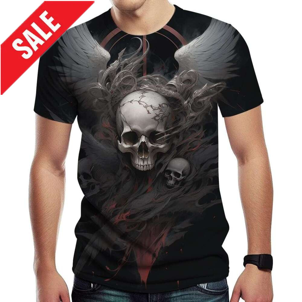 Halloween Mens T shirt Novelty Darkness Warrior Print Skull Pattern Summer Casual T-Shirt shirts tshirt graphic tee Casual tops summer clothes Short s