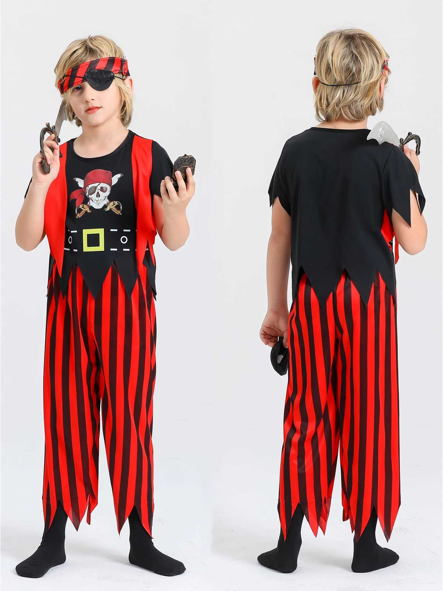 Kids Pirate Costume Buccaneer Costume Pirate Lass Costume Pirate Role Play Dress Up Set for 37Years L250918