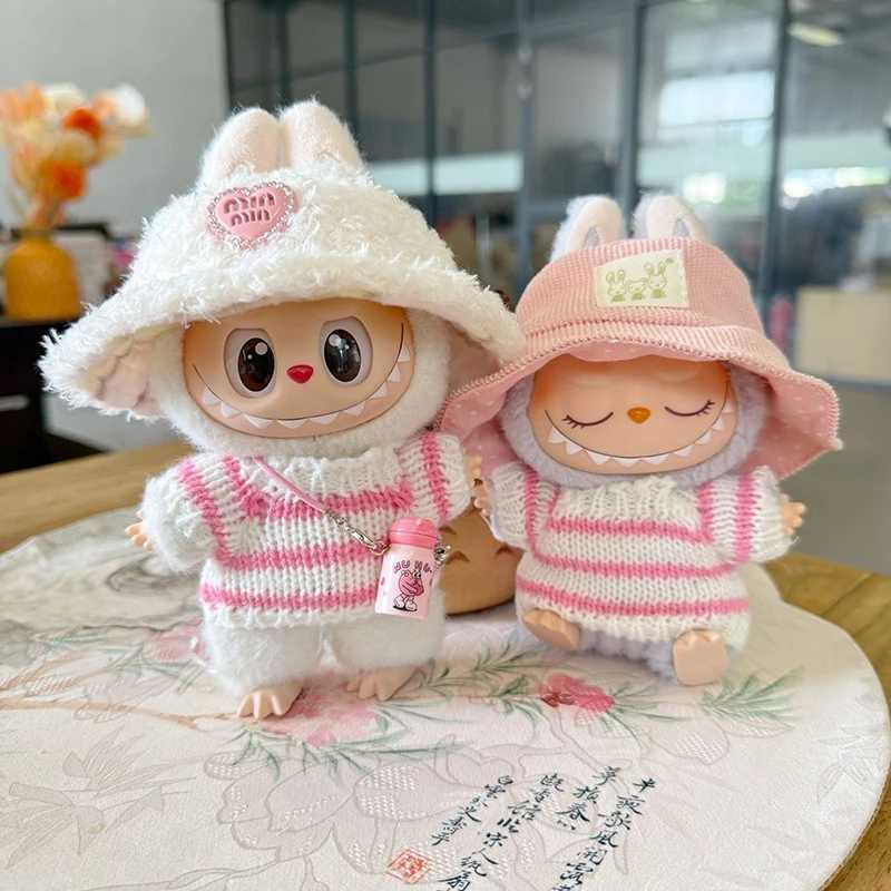 17cm Labubu Clothing Kawaii Accessories Doll Clothes Fleece Hat Striped Sweater Anime Diy Decortoy Set Birthday Holiday Children C250919