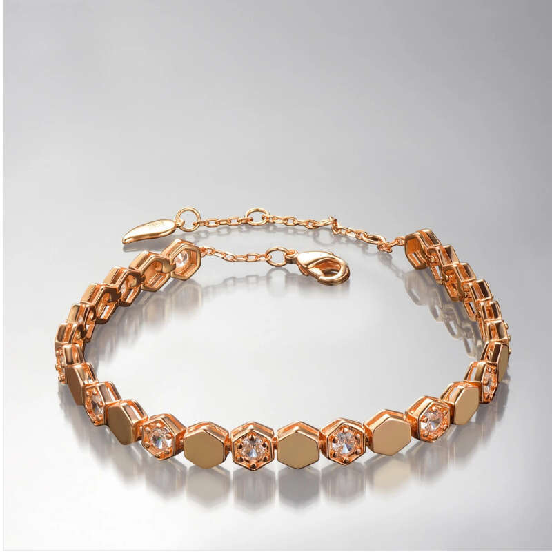 Zircon Hollow Hexagonal Beaded Heavy Craft Light Elegant Bracelet Niche Fashion High-end Sense Jewelry