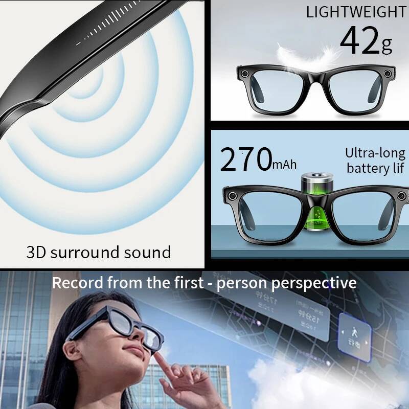 Smart Camera Glasses Video Recording AI Translation Object Recognition Bluetooth Call Music Sunglasses Photochromic Lenses