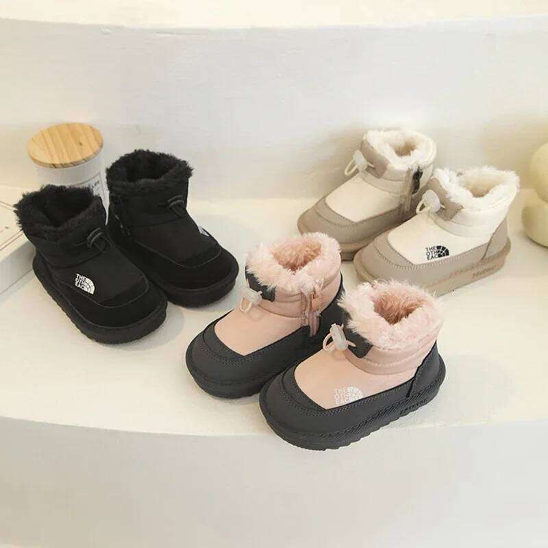 Children Girls Warm Plush Snow Boys Toe Protection Non-slip Soft Sole Infant Boots Size 15-26
