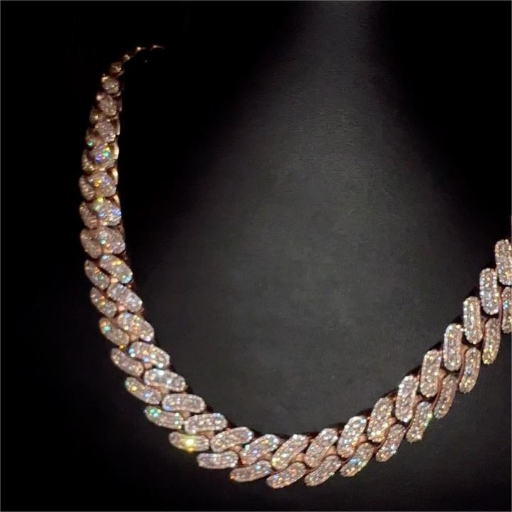 16mm Hiphop Cuban Link Chain Iced Out VVS Diamond 925 Sterling Silver Miami Bling Moissanite Cuban Chain