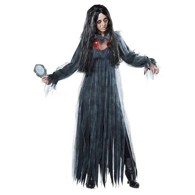 Horror Cosplay Witch Women Scary Zombie Vampire Halloween Carnival Costume Spooky Ghost Medieval Hooded Cape Day of The Dead L250918