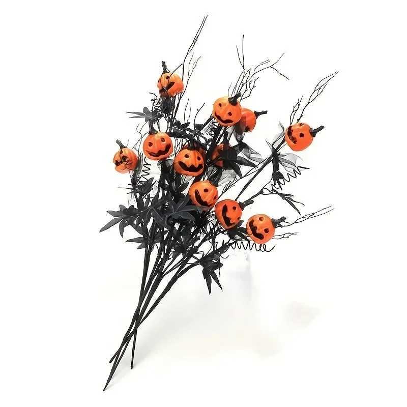 110PCS Halloween Horror Grimace Pumpkin Bouquet Black Maple Decor for Home Party Spooky Ornaments C250919