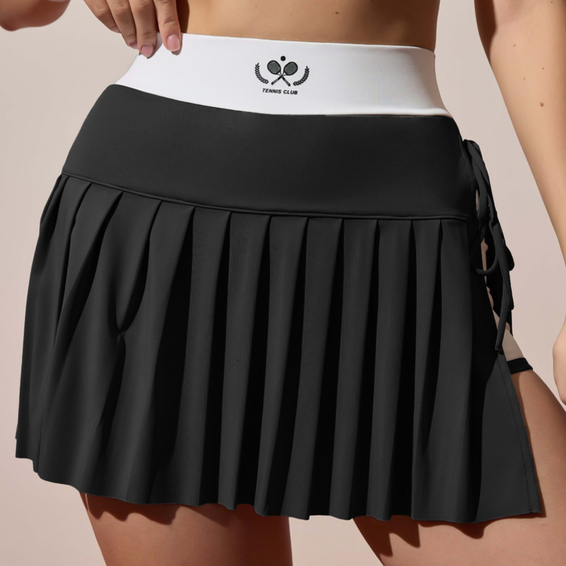 Summer Sports Yoga Shorts for Women, Anti-Exposure Outdoor Shorts, Breathable Running Skirt, Fake Two-Piece Pleated Skirt