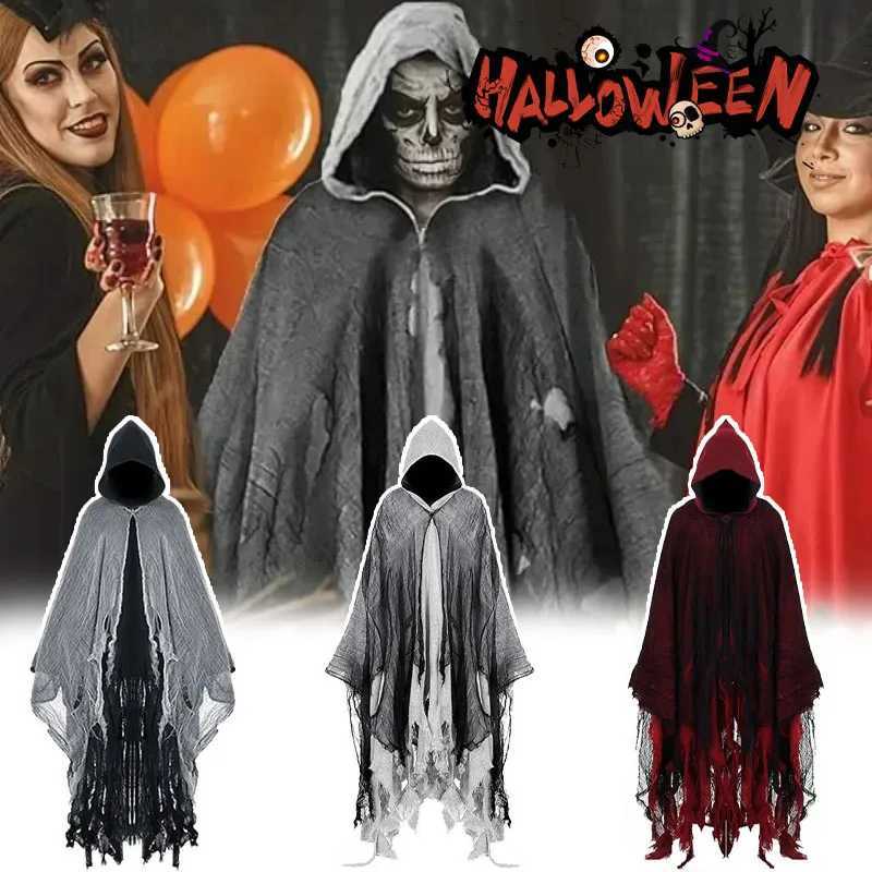 Halloween Costume for Adults Mens Horror Cloak Hooded Robe Masquerade Party Cosplay Prop L250918