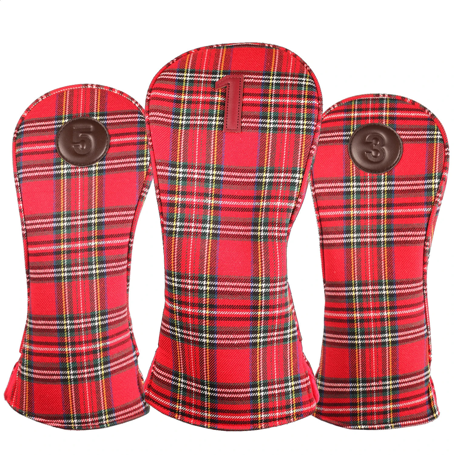 Soft Red Tartan Plaid Golf Club Headcover 1 3 5 X Sets Driver Fairway Wood Hybrid Covers 250918