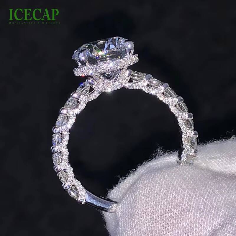 Custom Fashionable Jewelry Rings High Quality Full Iced Out Moissanite Ring 10k 14k 18k 925 Silver Engagement Rings for Women