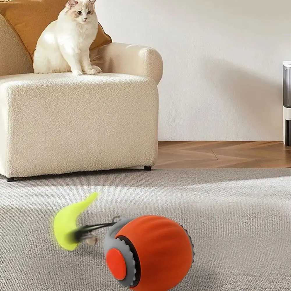 Gravity Sensor Cat Interactive Ball Automatic Moving Flexible Pet Toy Ball with Faux Tail Silicone Jumping Rolling Ball Training X250918