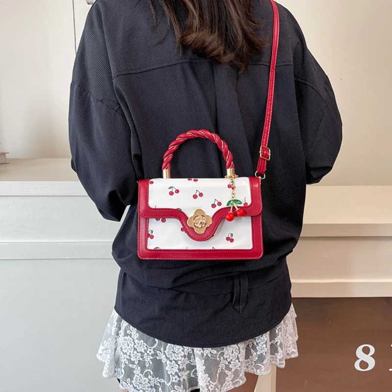 Sweet Crossbody Bag Fashion Cherry Print TopHandle Ladies Luxury Square Shoulder Bag Women High Quality Sling Purse Z250915