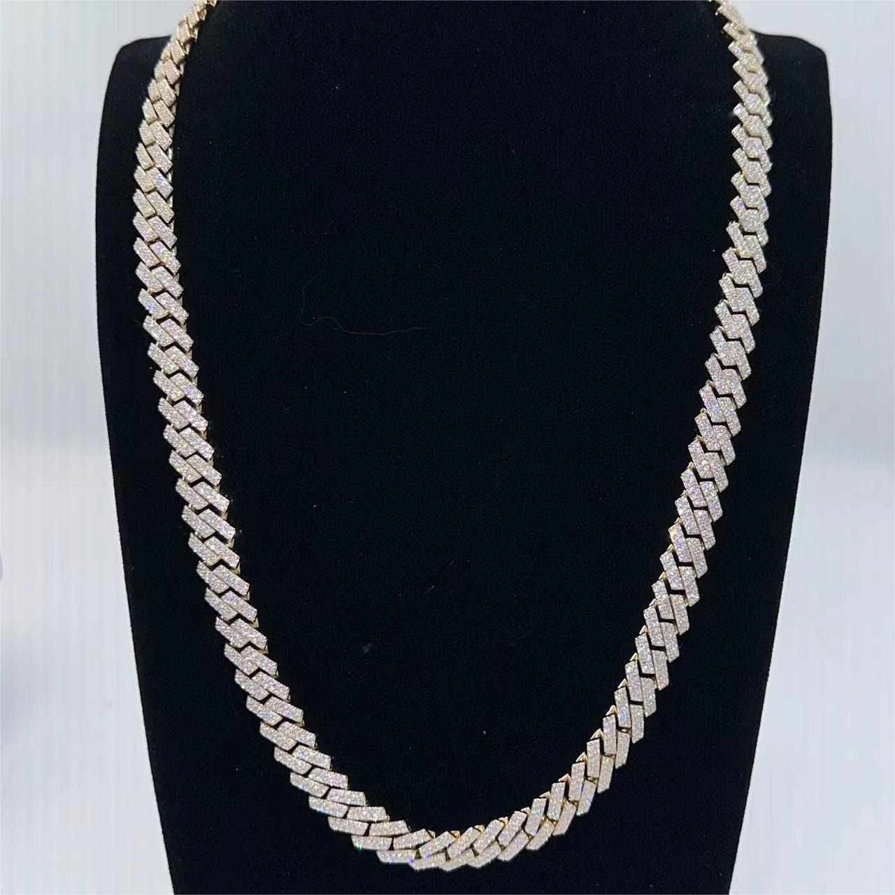 8mm 10mm Hiphop Necklace 925 Sterling Silver Iced Out Jewelry Pass Diamond Tester VVS Moissanite Cuban Chain