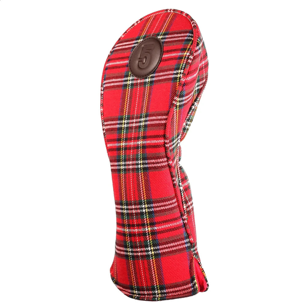 Soft Red Tartan Plaid Golf Club Headcover 1 3 5 X Sets Driver Fairway Wood Hybrid Covers 250918