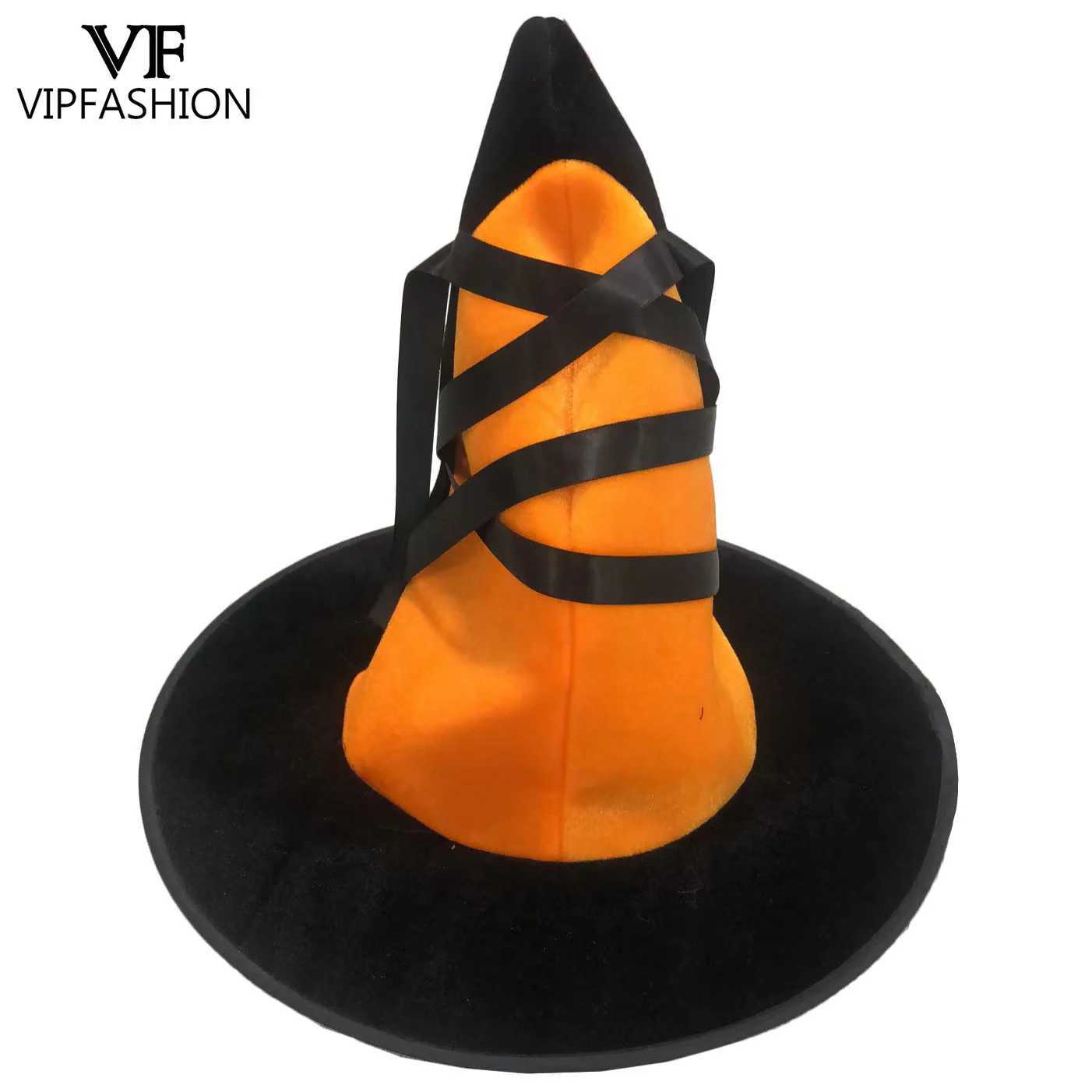 VIP FASHION Orange Halloween Witch Costume Cosplay Wizard Dress for Women Demon Vampire Witch Dress Performance Party Outfit L250918