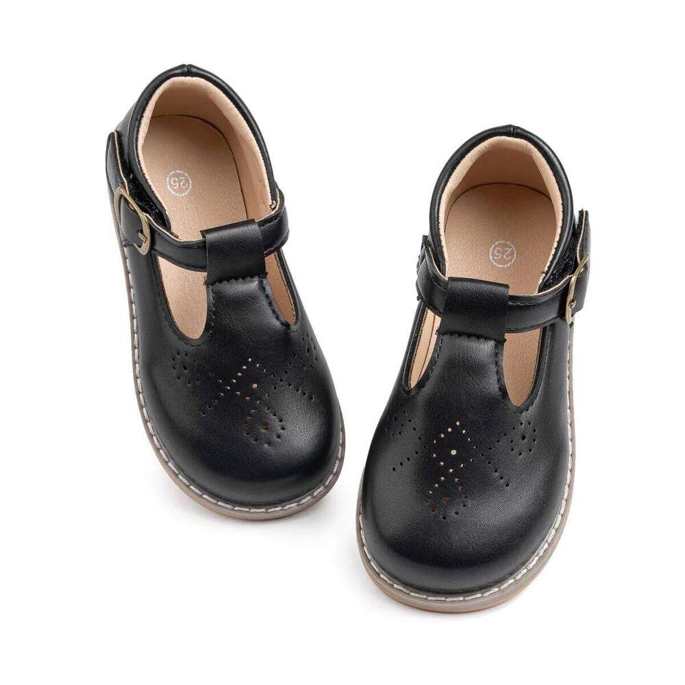 New Children Retro Leather Kids Fashion Design Rubber Soft Anti-Slip Flat Sole Youngsters Teens Casual Walking Shoes