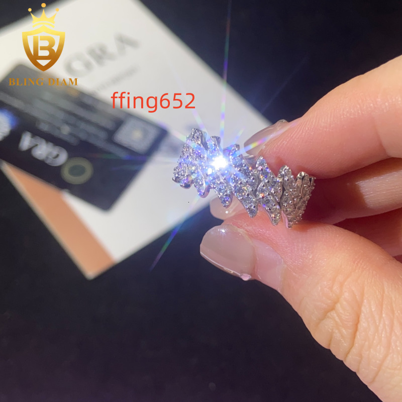 925 Sterling Silver Moissanite Rings GRA Certification Iced Out Moissanite Hip Hop Style Jewelry Ring Pass Diamond Test in Stock