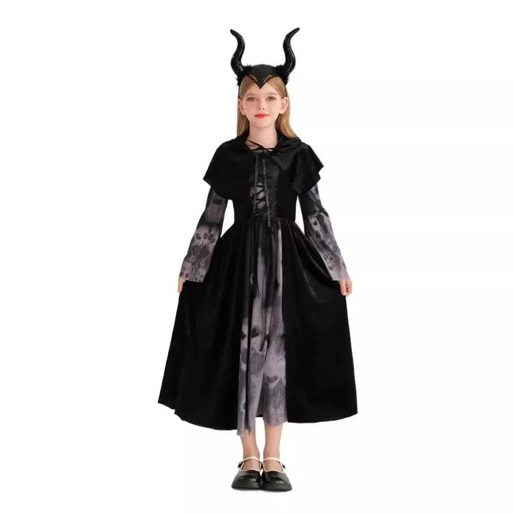 2025 Halloween Childrens Costume Performance Dress Skeleton Kids Clothing Girls Witch Vampire Funny Dress L250918