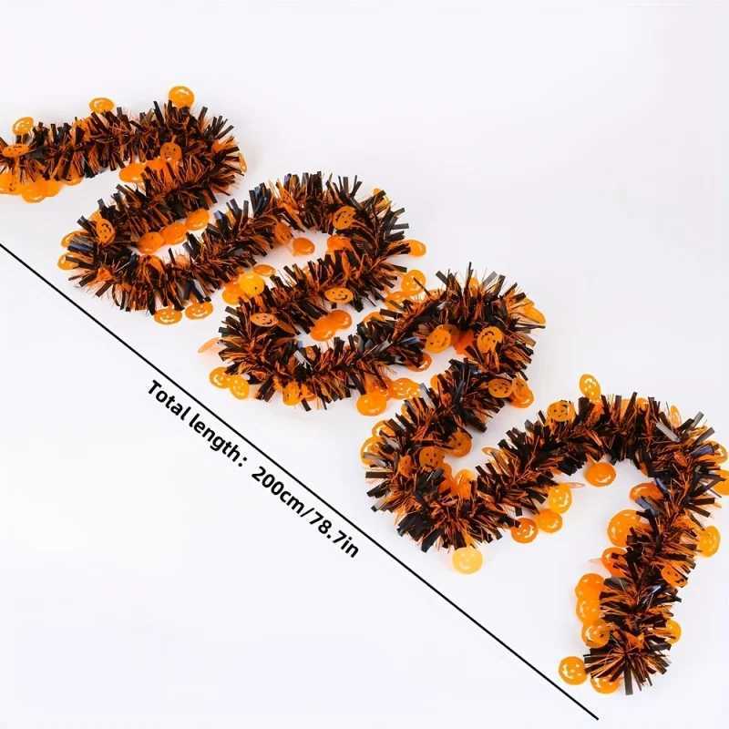 1pc 787in Halloween Decorative Streamers Festival Garland Pumpkin and Spider Theme Decor for Halloween and Christmas Parties C250919