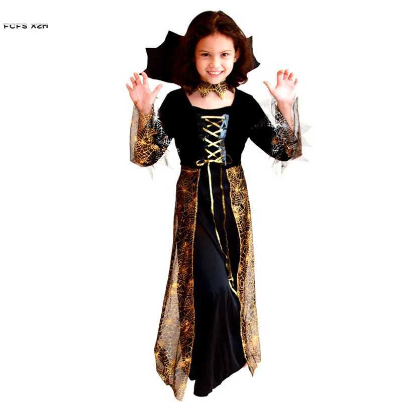 Black Girls Halloween Vampire Costume For Kids Children Sorceress Cosplay Carnival Purim Parade Stage Show Role Play Party Dress L250918