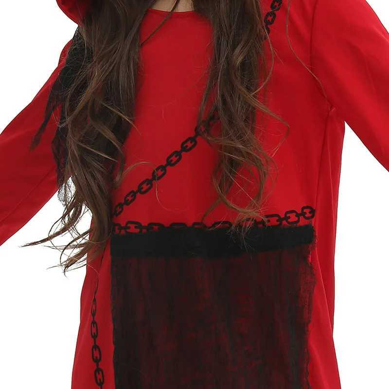 Girls Red Demon Scary Cosplay Kids Children Halloween Hell Devil Costumes Carnival Purim Parade Masquerade Role Play Party Dress L250918