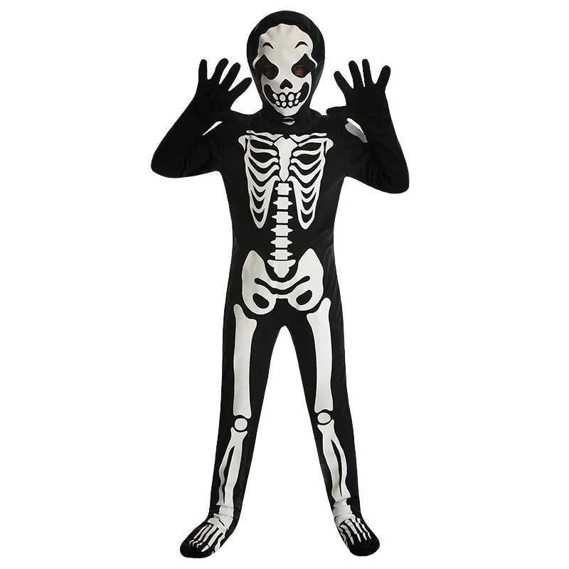 Halloween Skeleton Costume for Children Ghost Jumpsuit Glow in The Dark Carnival Party Zentai Bodysuit Stage Performance Outfits L250918
