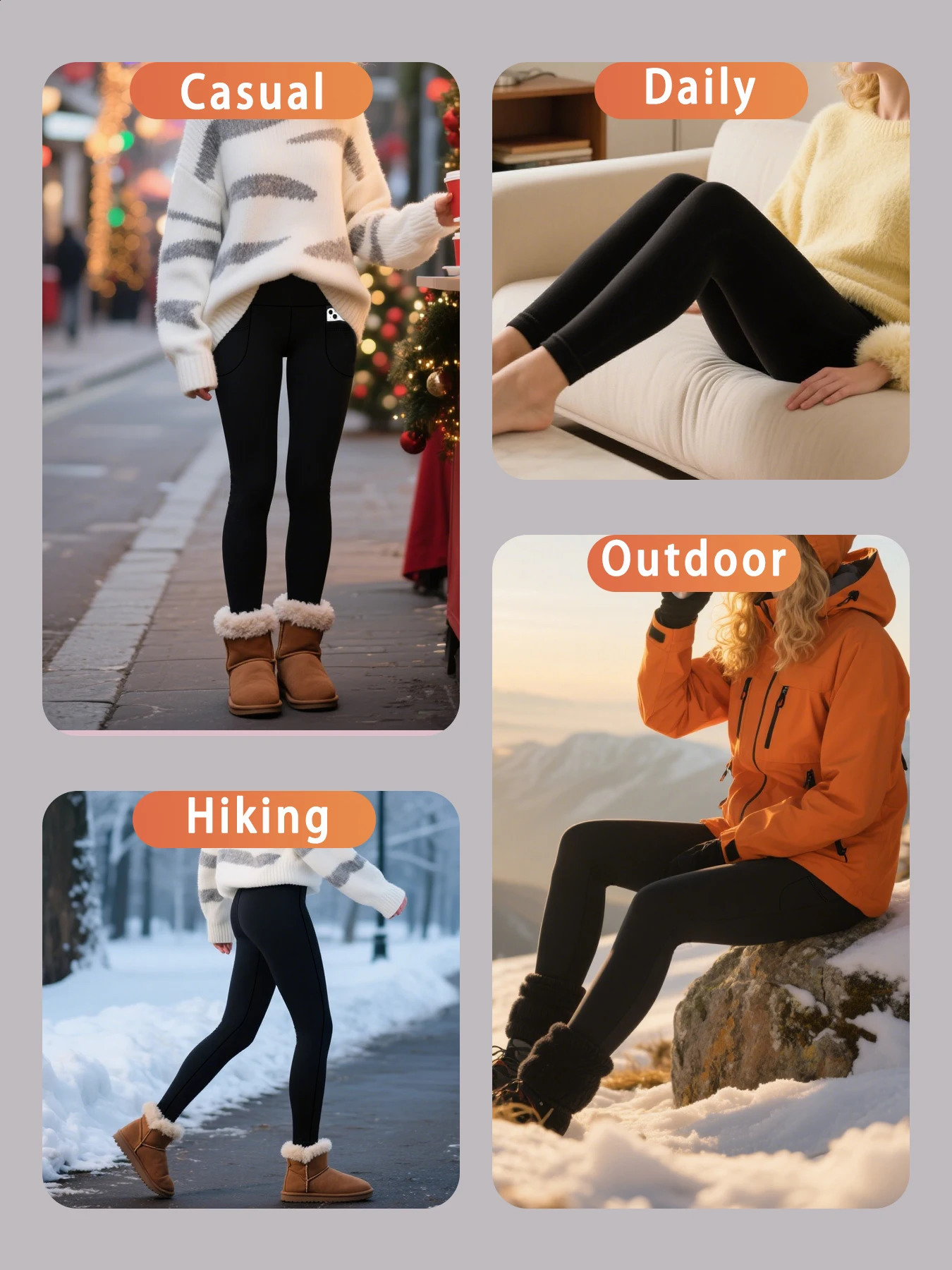 Womens Thermal Fleece Lined High Waisted with pockets Leggings Workout Winter Warm Thick Tights Soft Yoga Running Pants 250918