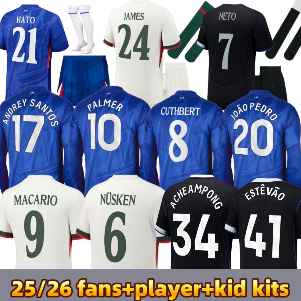 25 26 soccer jerseys PALMER Long sleeves Garnacho JOAO PEDRO Estevao 2025 2026 Enzo Mudryk Cucurella football shirt SANCHO Guiu Veiga JAMES kids kits adult kits
