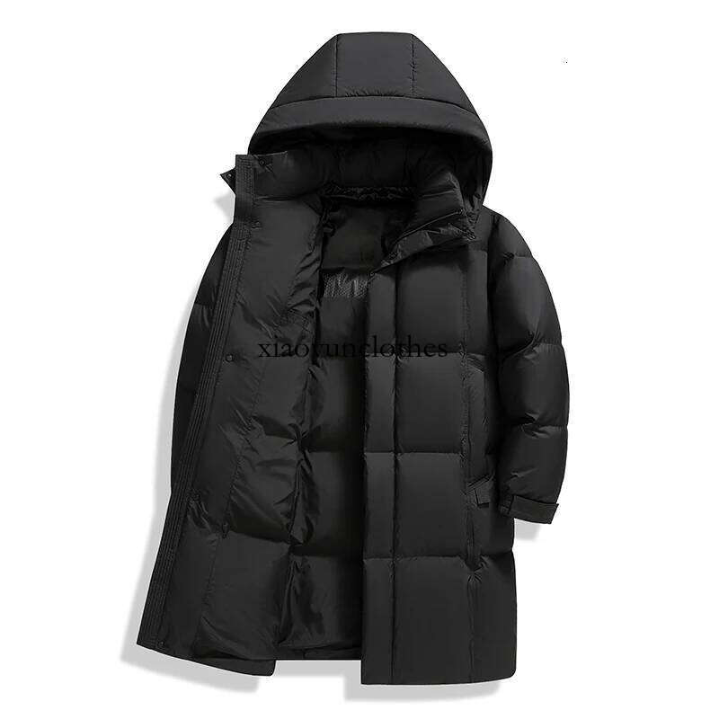 Casual Men's Long-Length 90% White Duck Down Jackets Winter Warm Puffer Coats Outwear Loose Windproof Top Padded Parkas Clothing
