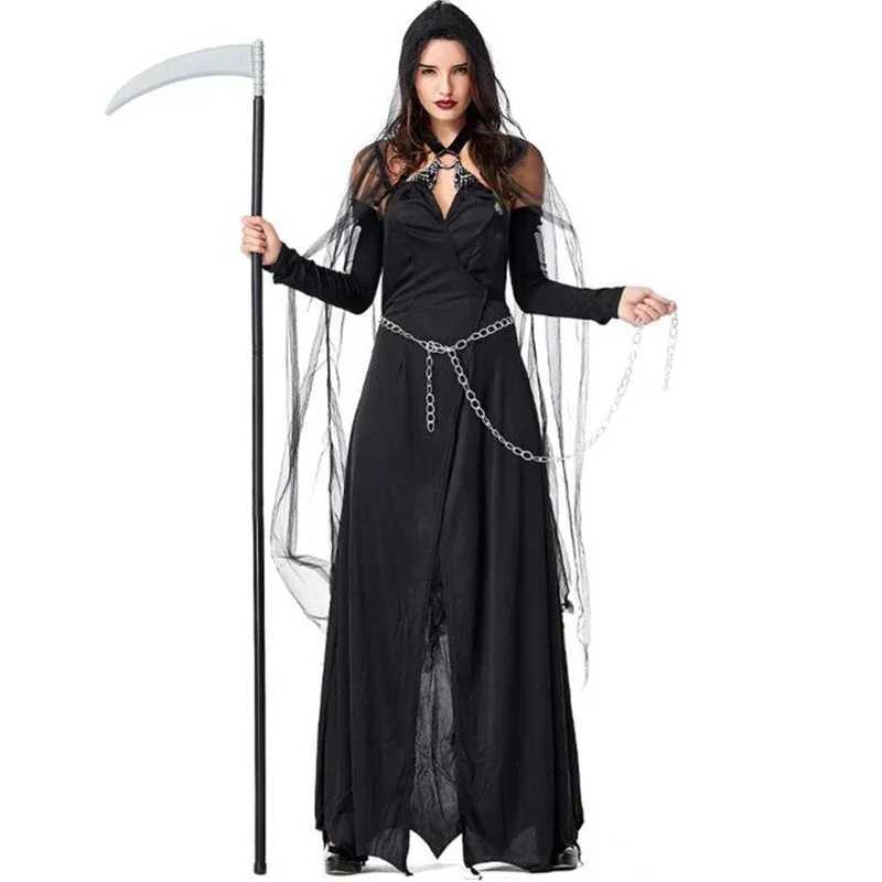 Deluxe Women Black Magic Witch Costume Halloween Sexy Adult Party Cosplay Clothing L250918
