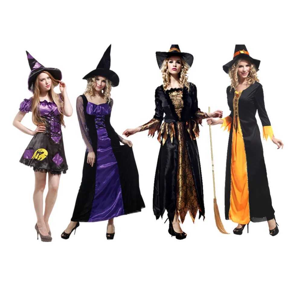 Adult womens witch COS costume Halloween cosplay costume sexy dark witch dress retro set L250918