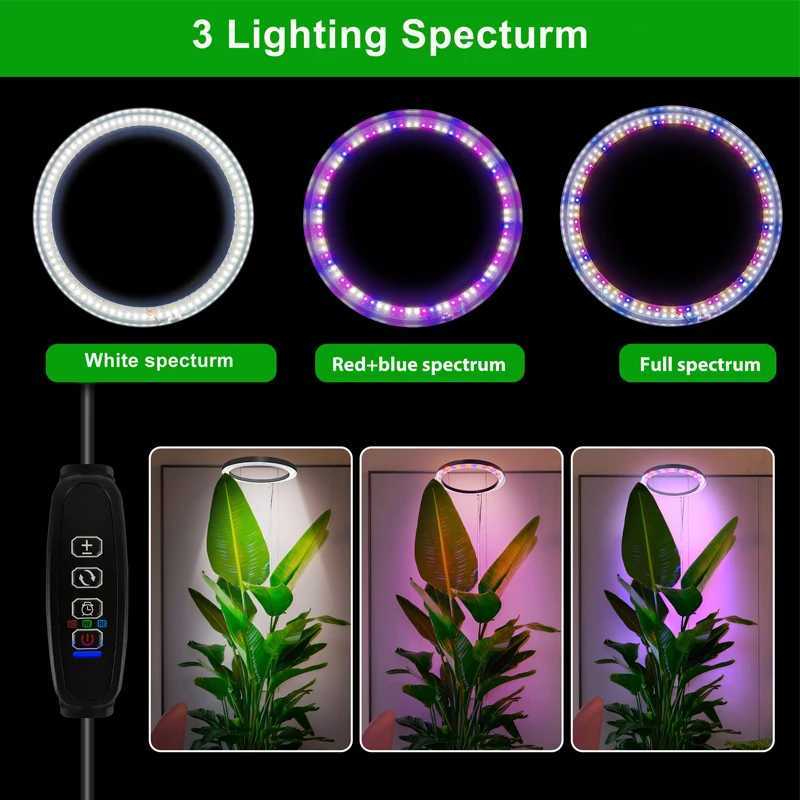 10 LED Ring Grow Lights for Indoor Plants Full Spectrum Large Plant Light for Indoor Plants USB Height Adjustable Growing Lamp C250919