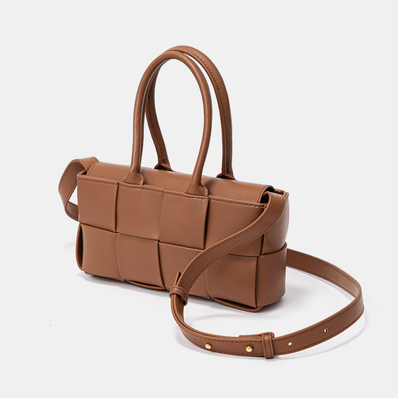 2025 new women's handbag genuine leather woven bag designer small square bag