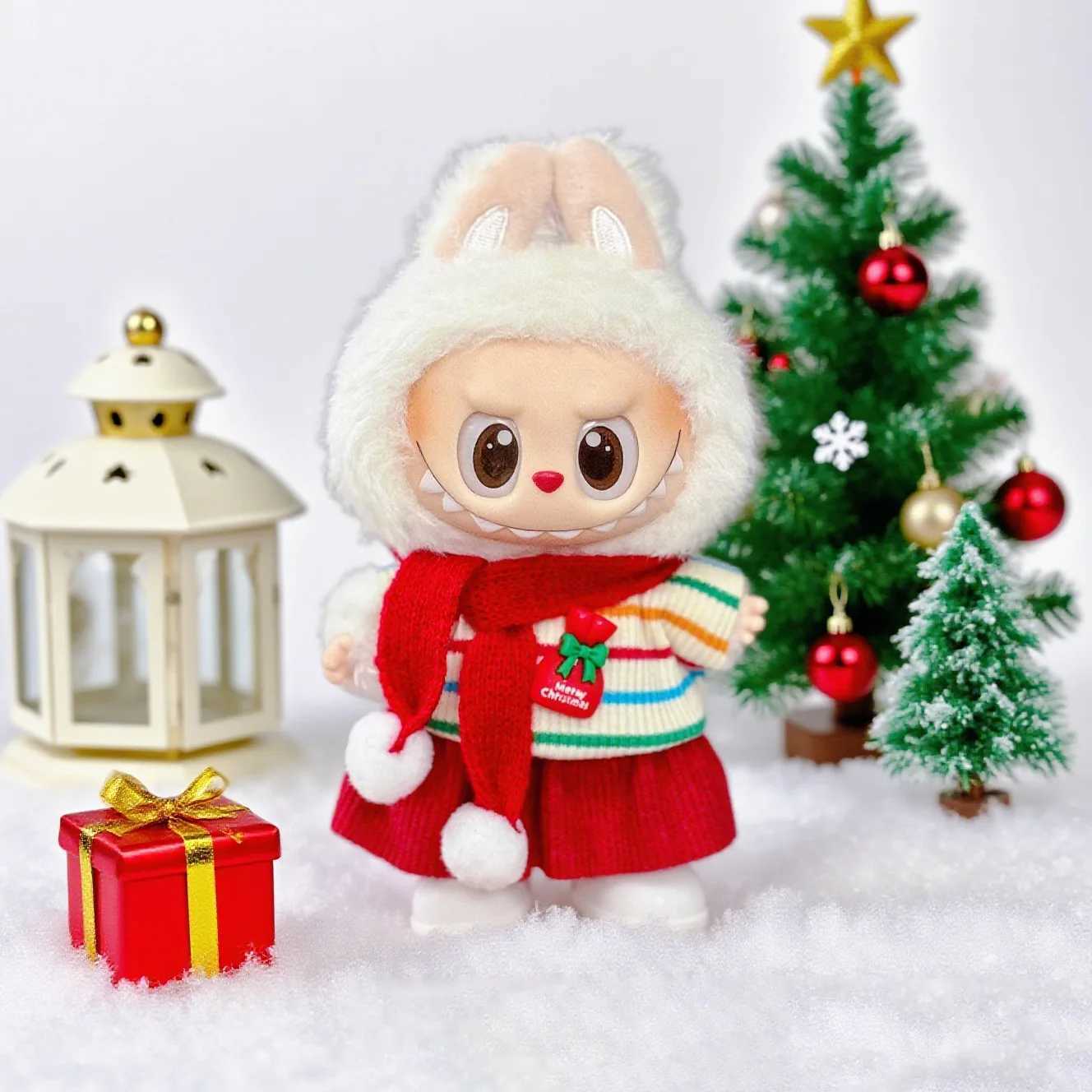 For Labubu Christmas Deer Set Santa Claus Dress Up for V1V2V3 Outfit Holiday Gift Vinyl Doll Dressup Game Christmas Gifts C250919