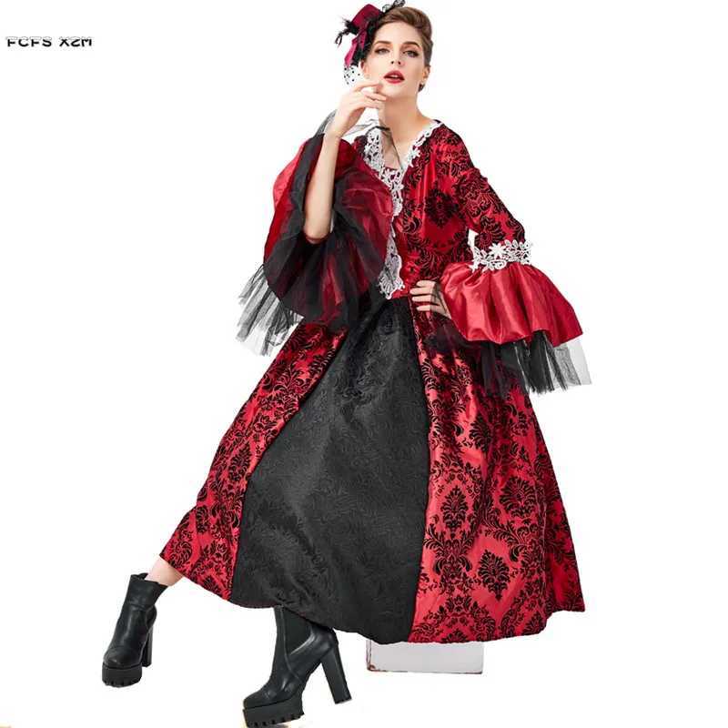 Red Female Lady Queen Cosplay Woman Halloween Vampire Costumes Carnival Purim Parade Stage Show Nightclub Role Play Party Dress L250918