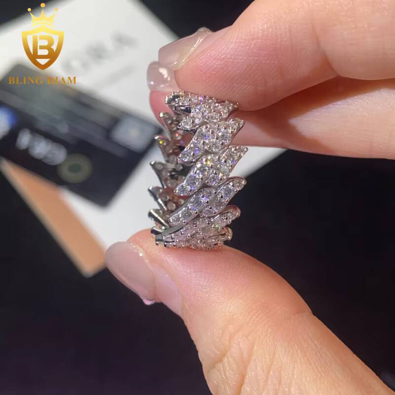 925 Sterling Silver Moissanite Rings GRA Certification Iced Out Moissanite Hip Hop Style Jewelry Ring Pass Diamond Test in Stock