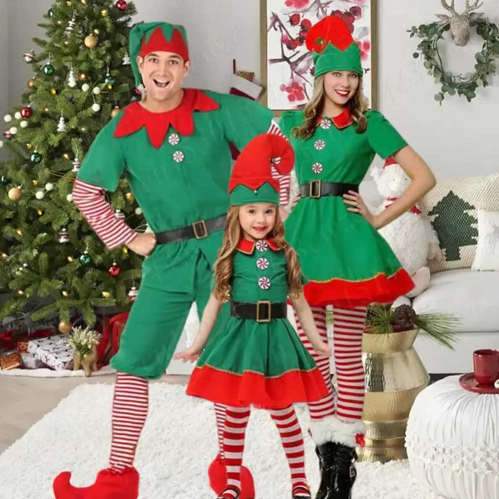 Christmas Santa Claus Costume Elf Cosplay Costume Christmas Party Dressing Up Outfits Green Elf Costumes Christmas Clothing L250918