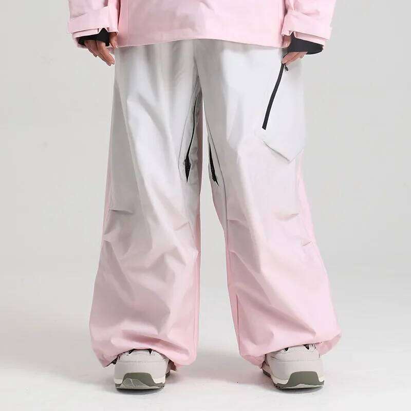 Women Waterproof Ski Pant Windproof Men Warm Snowboarding Trousers Outdoor Winter Sports Breathable Solid Baggy Skiing Strides