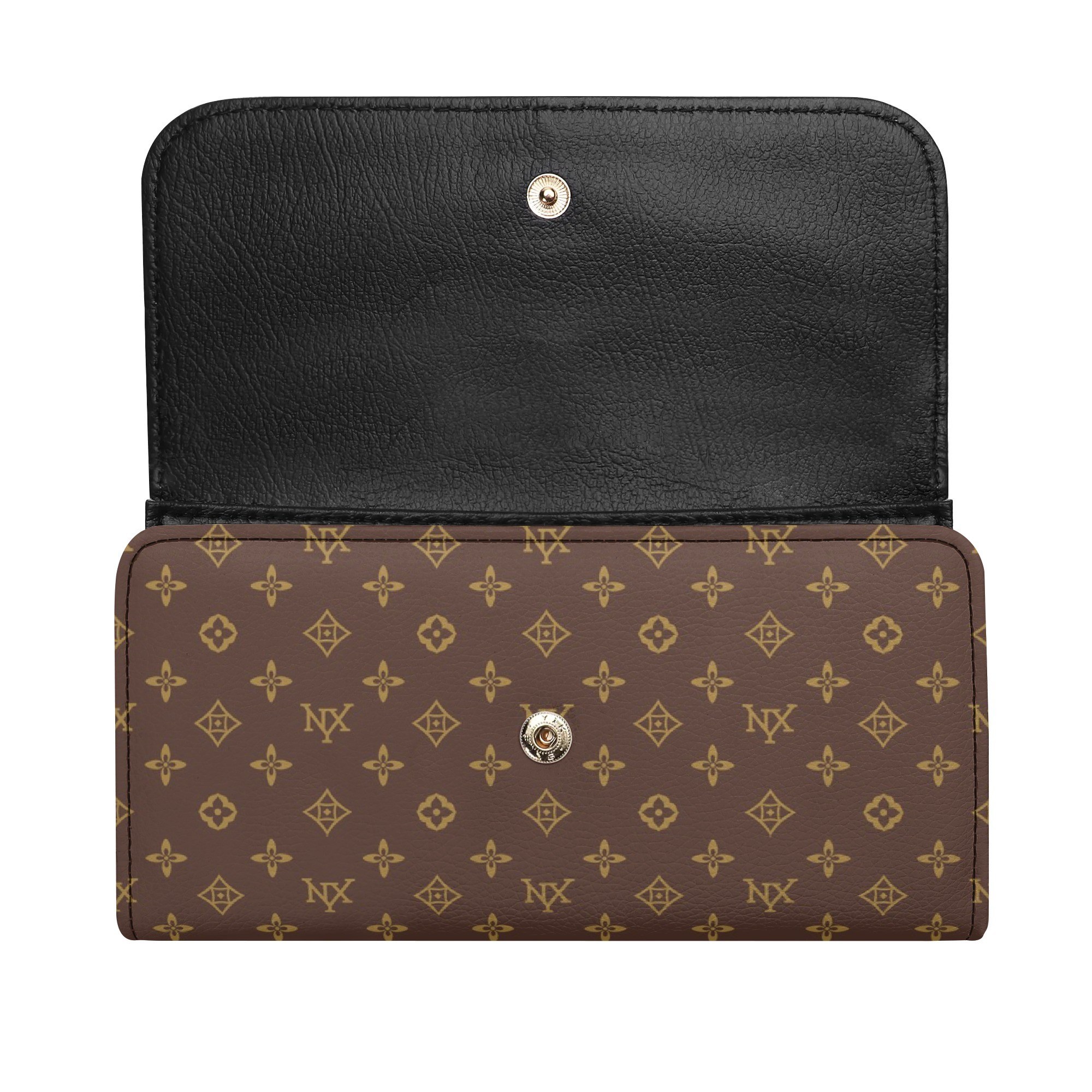 NXY Lychee Patterned Tri Fold Long Wallet designer men wallets card holder mens Fashionable and versatile classic brown flower wallets with dust bag