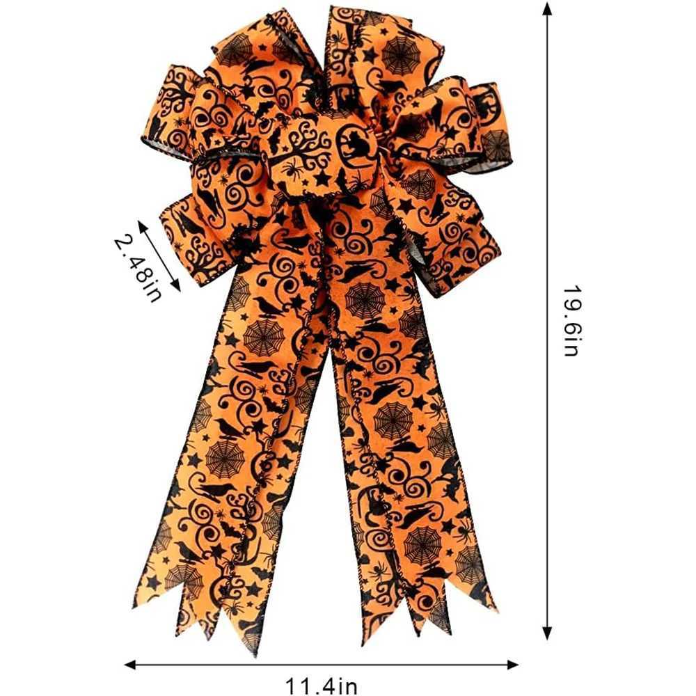 Large Bows for Wreath Halloween Burlap Bow with Spider Bats Black Orange IndoorOutdoor Decorations C250919