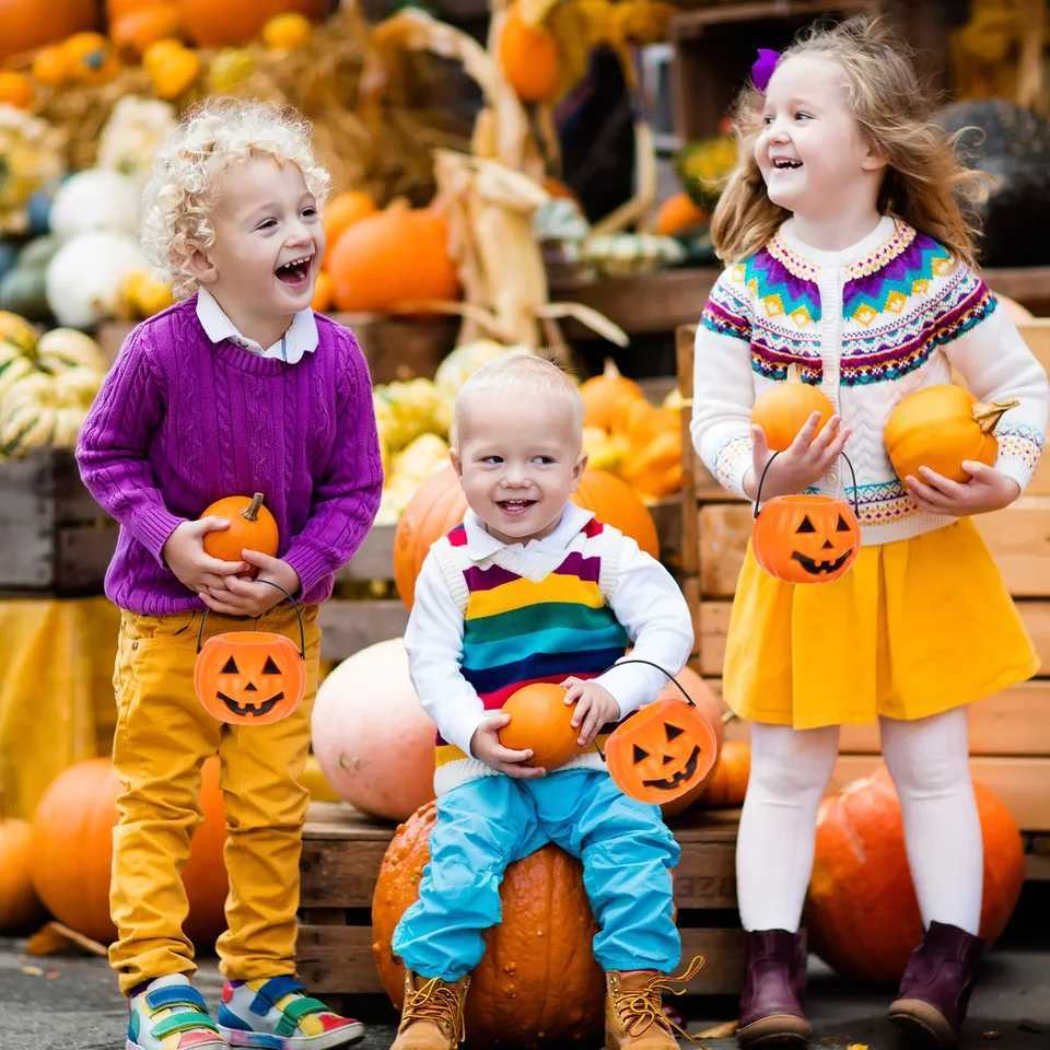 6pcs Halloween Cauldron Bucket Candy Pumpkin Mini Witch Black Pot Decor Buckets Bowl Witches Kettle Container C250919