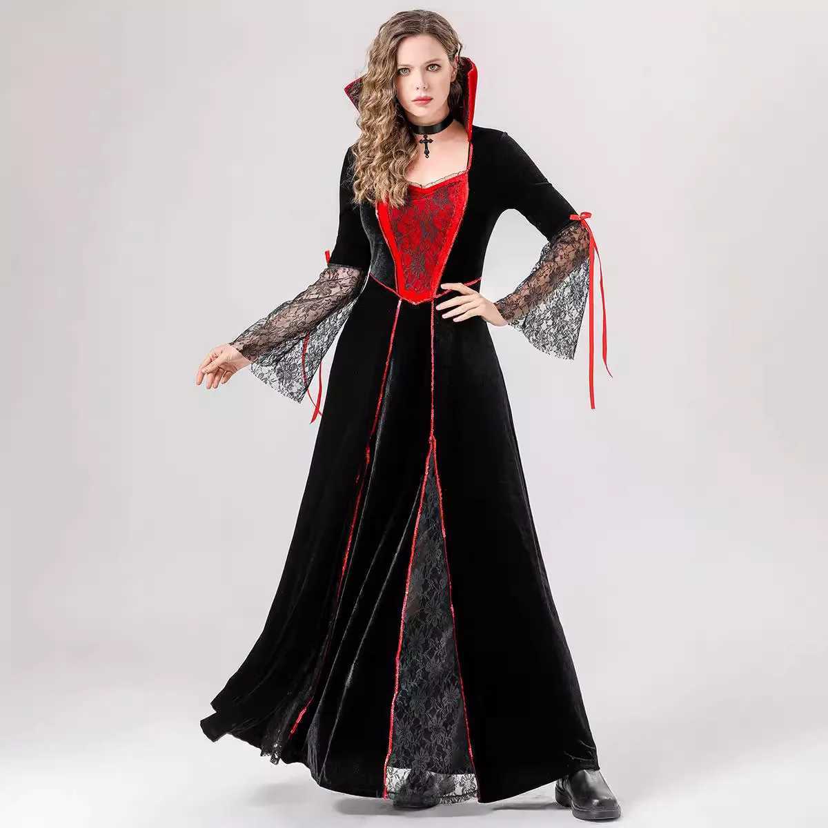 Halloween Costume Adult Woman Queen Dress Choker Witch Easter Vampire Bride Death Witch Cosplay Costumes Retro Court Dresses L250918