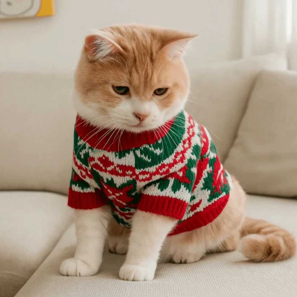 Dress Up Cartoon Pattern Pet Christmas Sweater Warm Soft Dog Snowflake Sweater Cat Elk Knitwear Autumn and Winter S25911