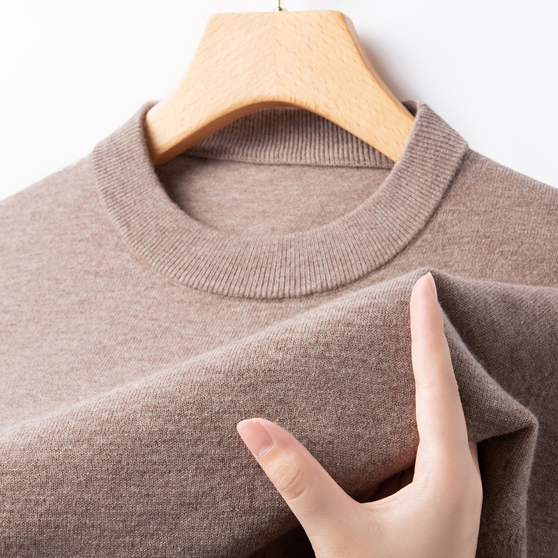 Winter New Arrival Men's Wool Knit Sweater Casual Long-Sleeve Crew Neck Pure Wool Sweater Thickened Warm Base Layer Top for Men