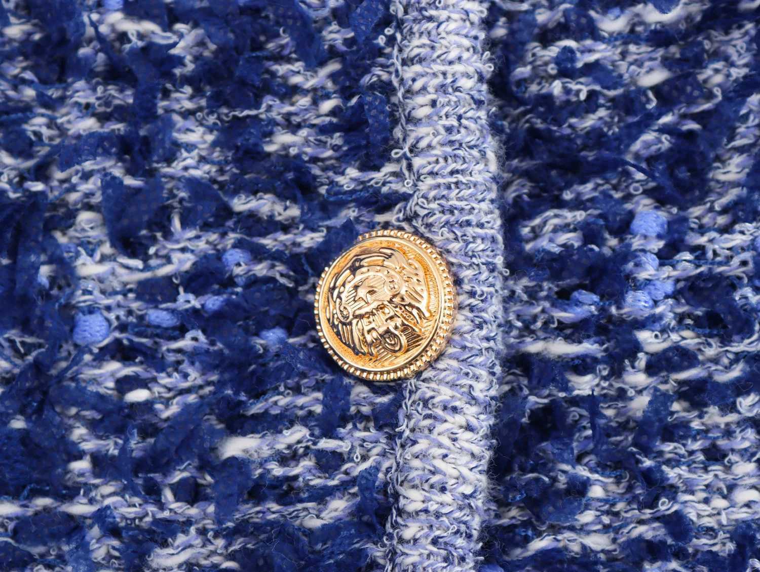 French Heavy Industry Blue Short Knitted Jacket Womens Early Spring Style Elegant And High And Sweater Cardigan Z250918