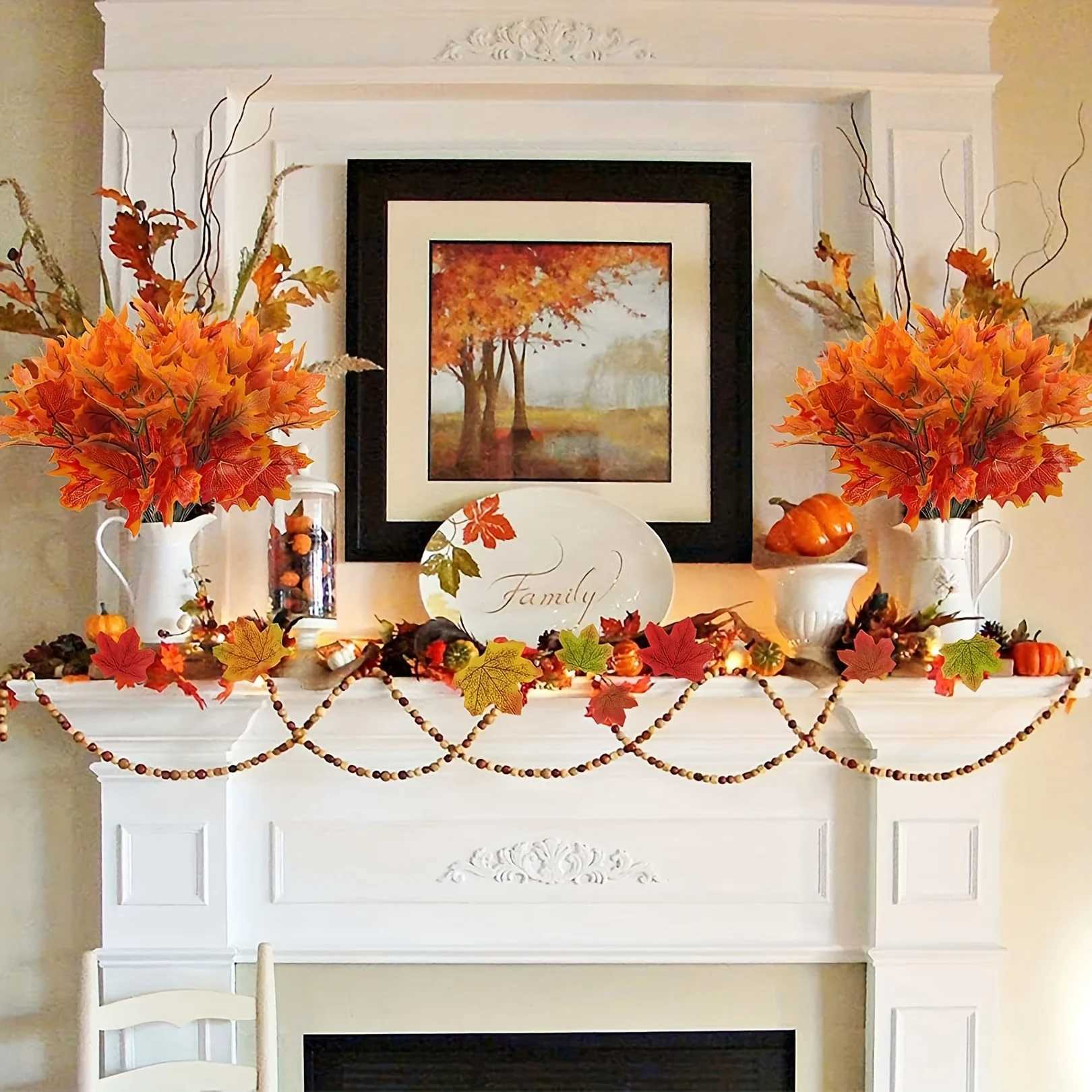 2pcs Artificial Flowers Maple Leaves Realistic Plastic Autumn Decor Vibrant Christmas Halloween Hues Home Decor in Living Rooms C250919