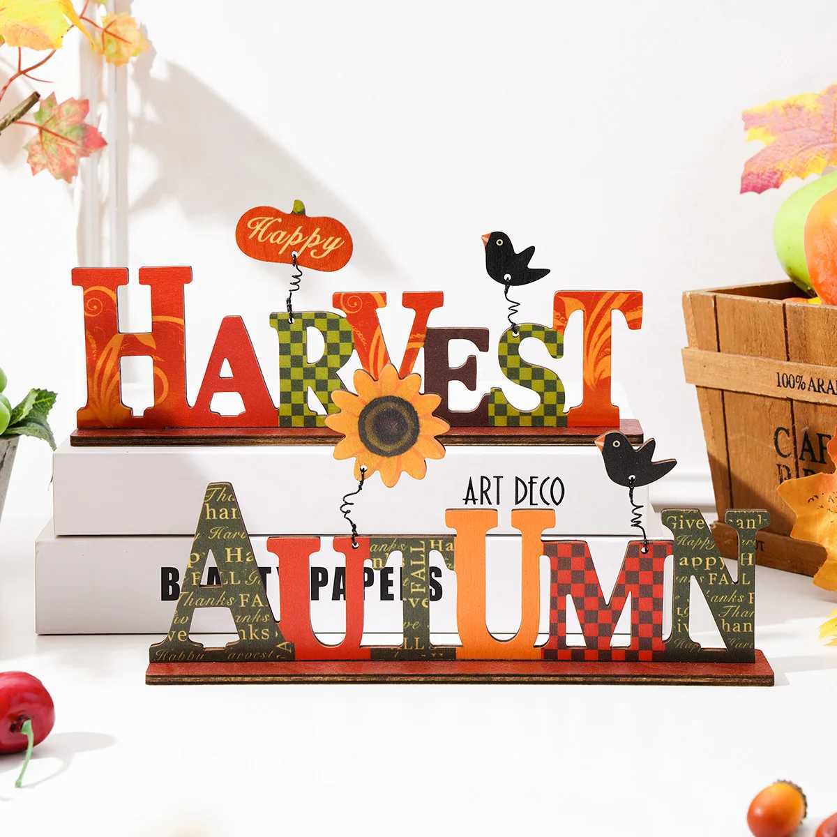 1PC wooden letter autumn Harvest Festival decorative item Thanksgiving Day decorative stand C250919
