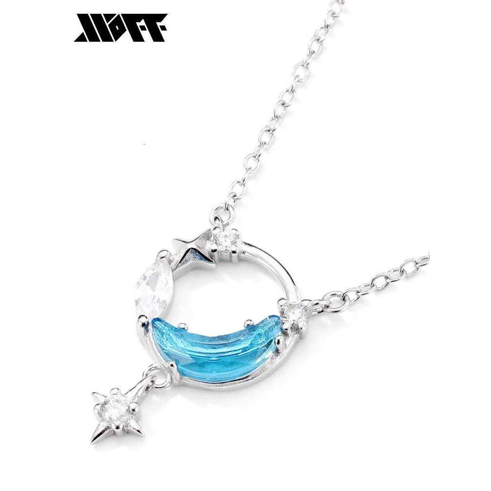 XXOFF Blue Moon Bay Sparkling Dia Four-Pointed Star Zircon Adjustable Sier Women's Collarbone Chain Necklace for Women