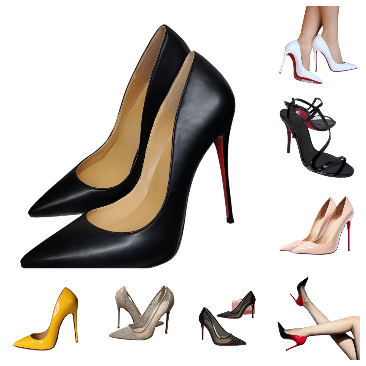 Heels Women New Designer High Heels Shoes Pointed Toe Sandals Brand Shoes 6cm 8cm 10cm 12cm Nude Black Patent Leather Woman Brand Sexy Pumps 35-44