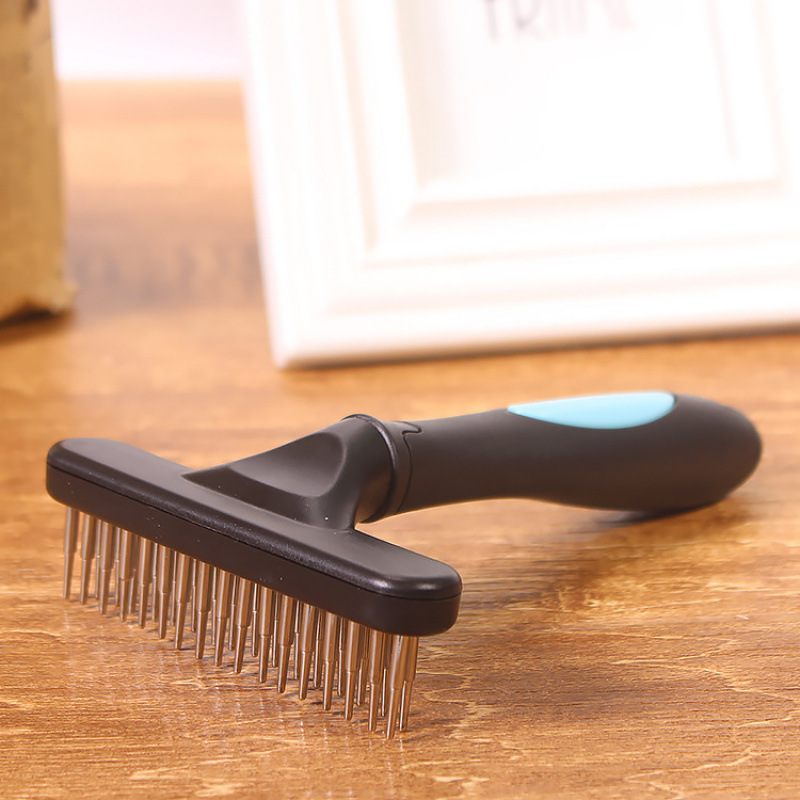Professional Dog Hair De-Tangler: Dual Purpose Pin Brush + Claw Cleaner Combo