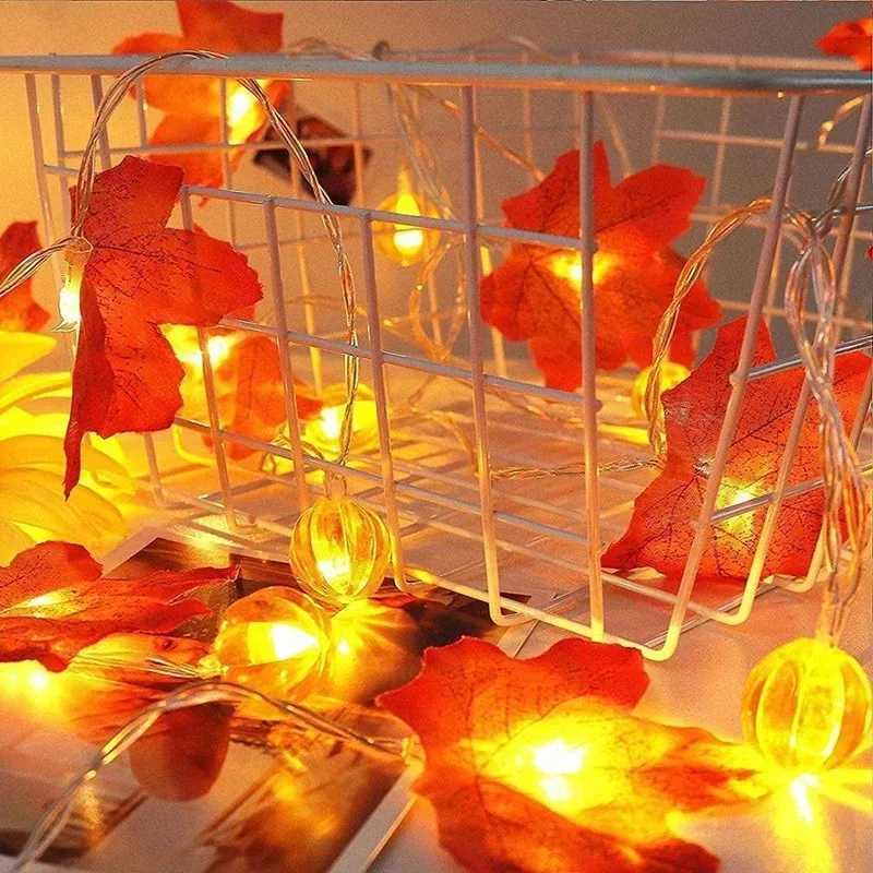 Halloween LED Pumpkin Maple Leaf Fairy Light Battery Powered String Lights For Garden Bedroom Party Christmas Tree Decoration C250919